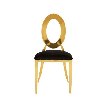 Sarita Stackable Dining Chair - Metal/Wood/Textile/Synthetic - L56 x W46 x H94 cm - Black/Gold