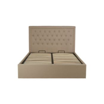 Hannah Double Ottoman Bed - Metal/Wood/Textile - L206 x W145 x H110 cm - Beige