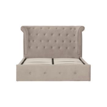 Edison Double Ottoman Bed - Metal/Wood/Textile - L219 x W163 x H110 cm - Beige