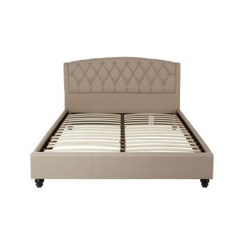 Josephine Kingsize Bed - Wood/Textile - L219 x W163 x H102 cm - Beige