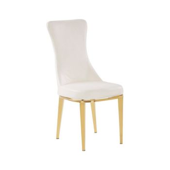 Forli Dining Chair - Synthetic/Metal - L50 x W47 x H90 cm - White/Gold