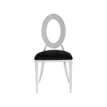 Sarita Stackable Dining Chair - Metal/Wood/Synthetic/Textile - L56 x W46 x H94 cm - Silver
