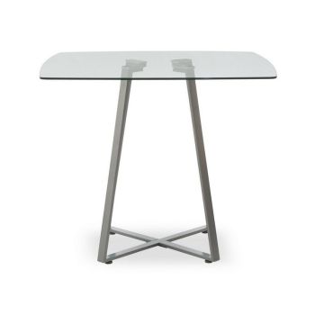 Metropolitan Square Dining Table - Glass/Metal - L96 x W96 x H8 cm - Matte Grey