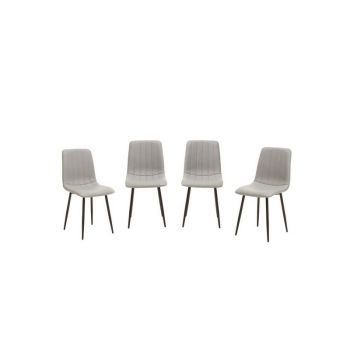 Tiana Dining Chairs (Set of 4) - Metal/Synthetic - L52 x W44 x H89 cm - Light Grey