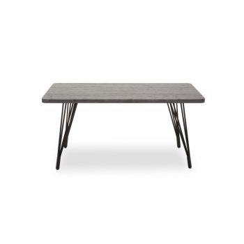 Anube Dining Table - Metal/Wood - L90 x W160 x H76 cm - Grey