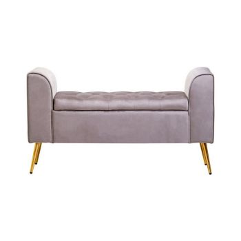 Loretta Mink Velvet Storage Bench - Wood/Synthetic/Textile - L40 x W111 x H63 cm