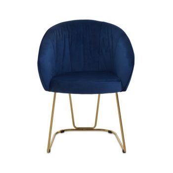 Veneto Midnight Velvet Dining Chair - Metal/Textile/Synthetic/Wood - L62 x W60 x H79 cm - Blue