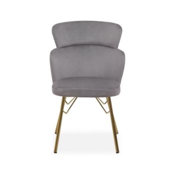 Veneto Velvet Chair - Metal/Textile/Synthetic/Wood - L63 x W53 x H86 cm - Grey