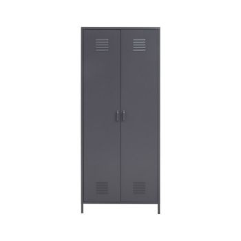 Academy Two Door Wardrobe - Metal - L50 x W76 x H180 cm - Grey