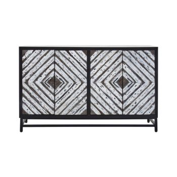 Lombok Four Door Internal Shelf Storage Sideboard - Metal/Wood - L55 x W130 x H80 cm - Assorted