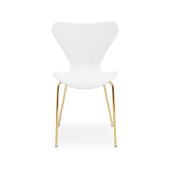 Laila Dining Chair - Synthetic/Metal - L46 x W50 x H80.5 cm - Gold/White
