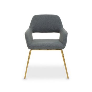 Stockholm Dining Chair - Wood/Metal/Textile/Synthetic - L59 x W56 x H79 cm - Grey