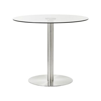 Metropolitan Round Dining Table - Glass/Metal - L90 x W90 x H76 cm - Silver/Clear