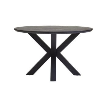 Salford Dining Table - Wood/Metal - L120 x W75 x H120 cm - Black/Clear