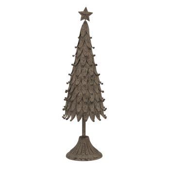 Medium Rustic Decorative Tree with Star - Metal - L10 x W14 x H45 cm - Silver