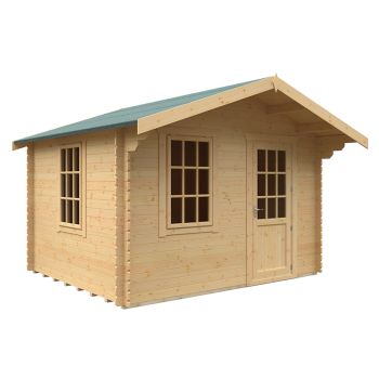 10x12 The Carrington 28mm Cabin - L295 x W355 x H271.9 cm - Solid Wood/Softwood/Pine - Natural
