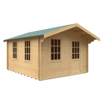 14x12 The Carrington 28mm Cabin - L415 x W355 x H271.9 cm - Solid Wood/Softwood/Pine - Natural