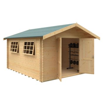 14x12 The Marlborough 28mm Cabin - L415 x W355 x H271.9 cm - Solid Wood/Softwood/Pine - Natural