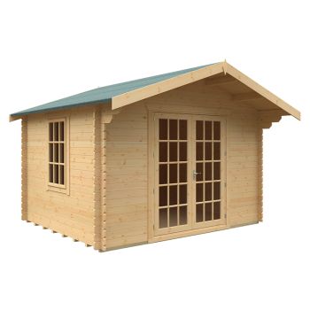 10 x 12 Feet The Lotherton 28mm Cabin - Solid Wood/Softwood/Pine - L295 x W355 x H271.9 cm - Natural