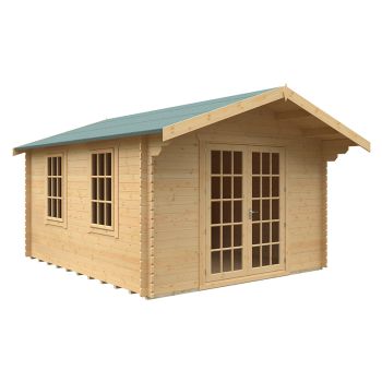 14x12 The Lotherton 28mm Cabin - L415 x W355 x H271.9 cm - Solid Wood/Softwood/Pine - Natural