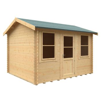 12x10 The Skipton 28mm Cabin - L355 x W295 x H272.6 cm - Solid Wood/Softwood/Pine - Natural
