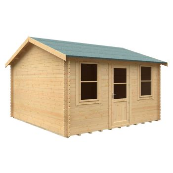 14x14 The Skipton 28mm Cabin - L415 x W415 x H293.2 cm - Solid Wood/Softwood/Pine - Natural