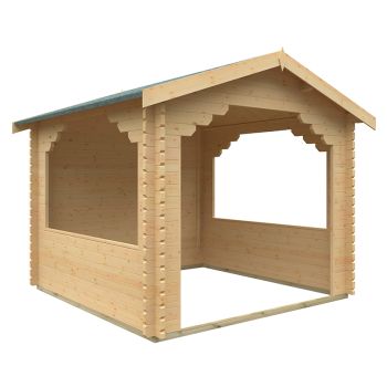 10x10 The Stowe 44mm Log Cabin - L295 x W295 x H272.6 cm - Solid Wood/Softwood/Pine - Natural