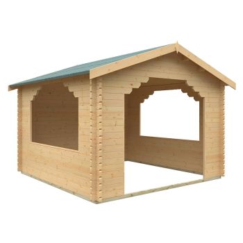 12x12 The Stowe 44mm Cabin - L355 x W355 x H282.9 cm - Solid Wood/Softwood/Pine - Natural
