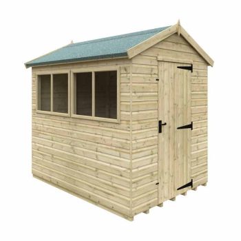 8 x 6 Feet Apex Premier 16mm Shed - Solid Wood/Softwood/Pine - L235 x W175 x H242.3 cm - Green