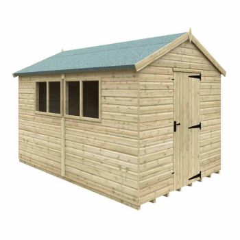 12 x 8 Feet Apex Premier 16mm Shed - Solid Wood/Softwood/Pine - L355 x W235 x H256.3 cm - Green