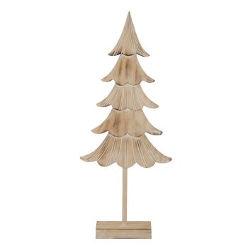 Large Rustic Fir Christmas Tree on Stand - Wood - L6 x W22 x H41 cm - Brown