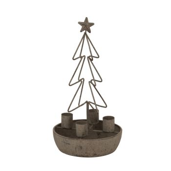 Rustic Outline Tree and Star Candle Holders - Metal - L14 x W14 x H26 cm - Antique Bronze