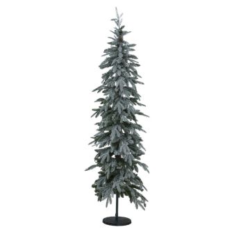 Slim Snowy Woodland Pre-Lit 200 Led Christmas Tree - Plastic - L91 x W91 x H210 cm - White