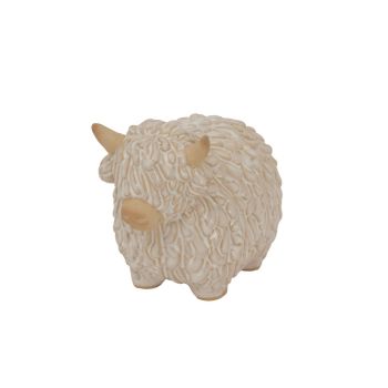 Alora Highland Cow Christmas Decoration - Ceramic - L8 x W14 x H10 cm - White