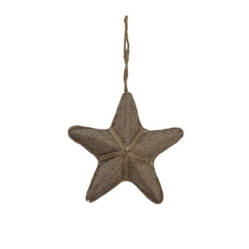 Jute Hanging Star Bauble - Rope - L14 x W14 x H5 cm - Brown