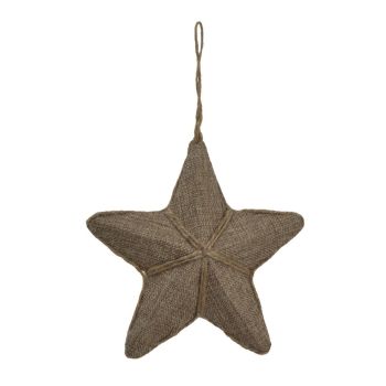Medium Jute Hanging Star Bauble - Rope - L20 x W20 x H6 cm - Brown