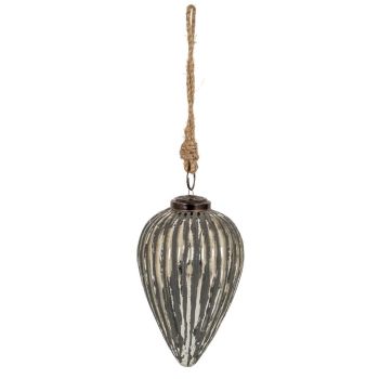 Grey Metallic Collection Large Cone Bauble - Glass - L9 x W9 x H15 cm - Silver