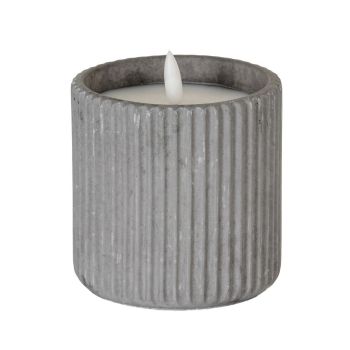 Luxe Collection Natural Glow Ribbed Large Led Candle - Wax - L9 x W9 x H9 cm - Grey
