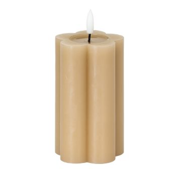 Luxe Collection Natural Glow 2.75x5 LED Candle - Plastic - L7 x W7 x H12 cm - Stone