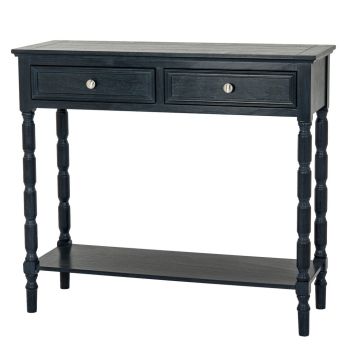 Contour Collection 2 Drawer Console Table - Wood - L33 x W90 x H80 cm - Black