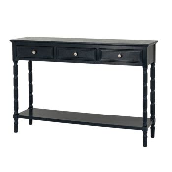 Contour Collection 3 Drawer Console Table - Wood - L33 x W120 x H80 cm - Black