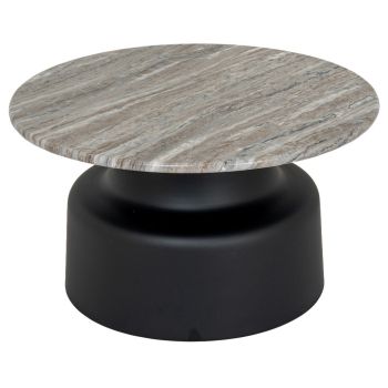 Oura Round Coffee Table - Metal - L72 x W72 x H40 cm - Black