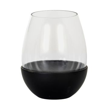Neris Large Candle Holder with Glass Goblet - L14 x W14 x H18 cm - Black