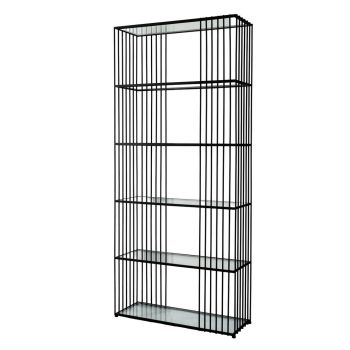Alto Shelf Unit with Glass Shelves - L27 x W80 x H179 cm - Black