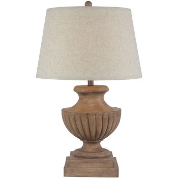 Marbelle Table Lamp with Edged Linen Shade - Resin - L45 x W45 x H67 cm - Brown