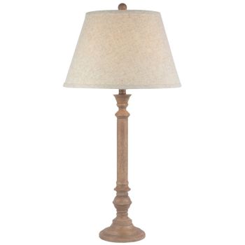 Solenne Table Lamp with Edged Linen Shade - Resin - L41 x W41 x H79 cm - Brown