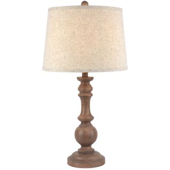 Seraphia Table Lamp with Edged Linen Shade - Resin - L35 x W35 x H70 cm - Brown