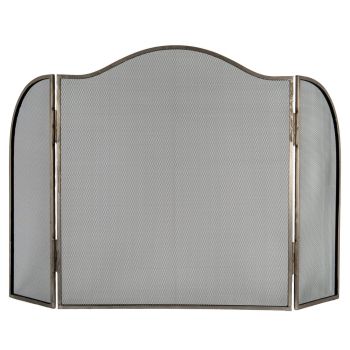 Antiqued Large Fire Screen - Metal - L3 x W85 x H85 cm - Silver