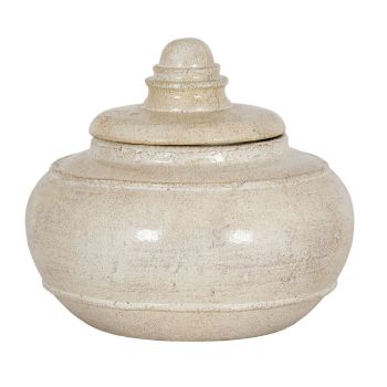 Tarn Collection Large Pot with Lid - Ceramic - L25 x W5 x H14 cm - White