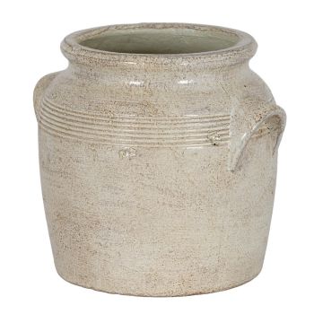 Tarn Collection Large Pot with Handles - Ceramic - L32 x W27 x H26 cm - White